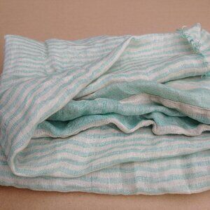 NEW WITH TAGS Nice Things linen blend stripes green neutral natural infi…
